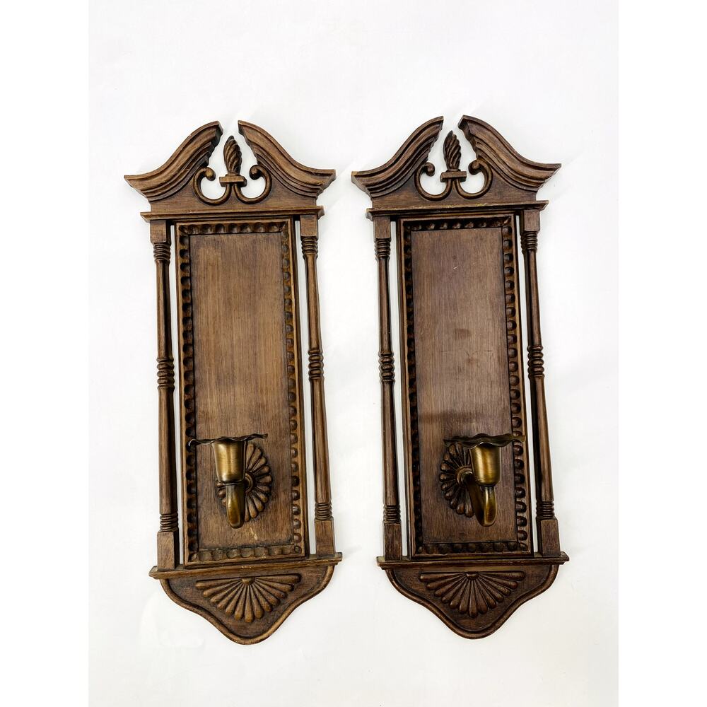 Vintage faux wood cadelabra wall holder